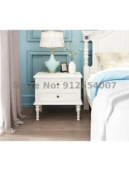 Американская прикроватная тумбочка из цельного дерева, простой современный шкафчик, прикроватный маленький шкафчик для хранения в спальне, узкий, цвета слоновой кости, белый