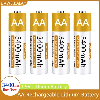 Батарея типа АА 1,5 В Литий-ионная аккумуляторная батарея типа АА 3400 мАч Литий-ионная батарея типа АА для мыши с дистанционным управлением, маленького вентилятора, электрической игрушки