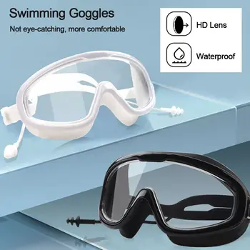 Водонепроницаемые спортивные принадлежности для взрослых и молодежи с защитой от запотевания Высокой четкости с затычками для ушей, Плавательные очки, Очки для плавания