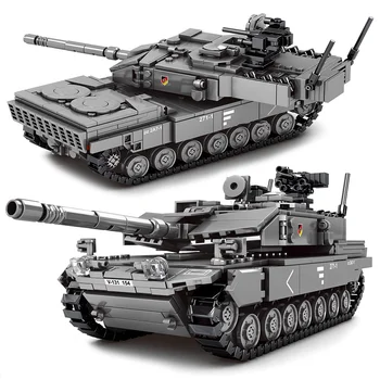 Военные танки Challenger Leopard Основной Боевой Танк Солдат Полиция Строительные Блоки Кирпичи Армия Дети Детские Игрушки Подарки