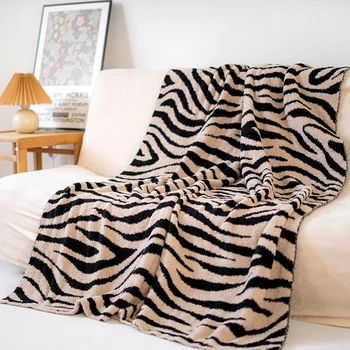 Высококачественное осенне-зимнее теплое одеяло для дивана в полоску 