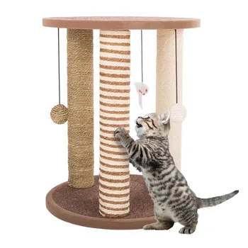 Вышка–Когтеточка для кошек с 3-мя Когтеточками, игровой площадкой с ковровым покрытием и Насестом - Мебель для защиты от царапин в помещении
