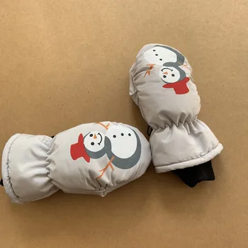 Детские лыжные перчатки с рисунком снеговика из мультфильма 