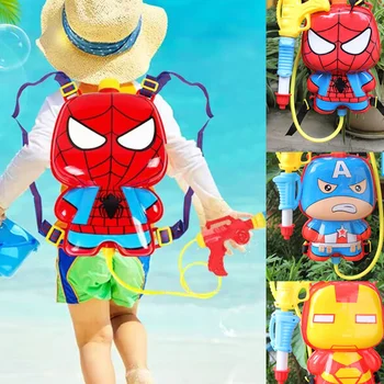 Детский рюкзак Disney, водяной пистолет, Человек-паук, Капитан Америка, Железный Человек, Детский водяной пистолет, выдвижной Водяной пляж, подарки на день рождения