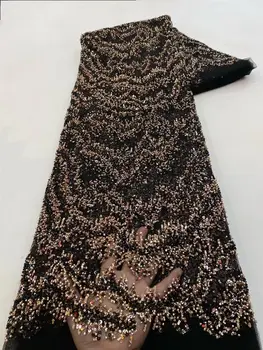 Дизайн вечернего платья Ткань с вышивкой бисером Французская сетчатая пряжа JIANXI.C-1306.4311 Африканская Нигерийская ткань с пайетками