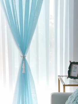 Занавеска из однотонной вуали Topfinel Белые прозрачные занавески для гостиной спальни Декоративные дверные занавески Тюлевые шторы для окон