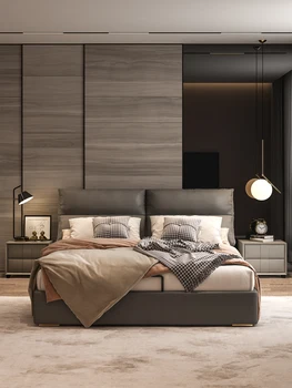 Итальянская мягкая кровать atmosphere двуспальная кровать кожаная кровать современная роскошная главная спальня 1,8 м онлайн кровать знаменитости smart bed.