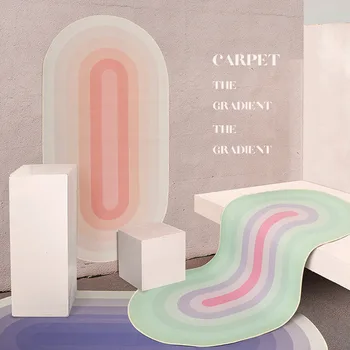 Коллекция Modern Geometry Home, милый эллиптический градиентный ковер для прикроватной тумбочки в спальне, нескользящий коврик-татами на полу, коврик для чайного столика