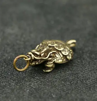Коллекция китайских латунных резных монет Животное Дракон Черепаха Приносит Деньги Изысканные Маленькие Статуэтки-подвески