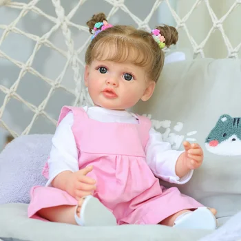 Куклы Reborn Girl 55 см, виниловые, водонепроницаемые, для всего тела, реалистичная мягкая на ощупь 3D-кожа, многослойная роспись