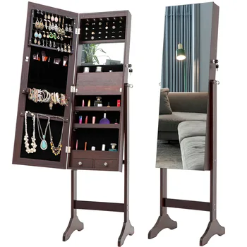 Модный простой зеркальный шкаф для хранения ювелирных изделий со светодиодной подсветкой для гостиной или спальни