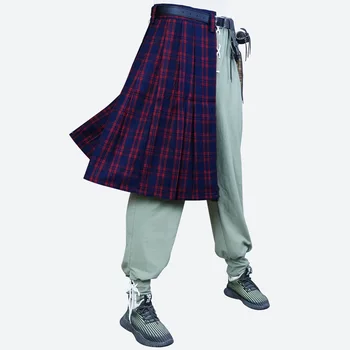 Мужская шотландская мода 2022 года Повседневная Плиссированная юбка в шотландскую клетку для ролевых игр в шотландском стиле Традиционный шотландский шотландский килт Средневековый
