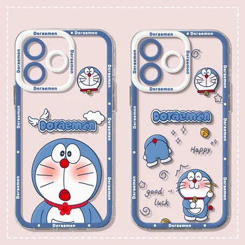 Мультяшный Чехол Для Телефона Doraemon Для iPhone 15 14 13 12 Mini 11 Pro Max X XR XS 6 7 8 SE 2020 Plus Мягкий Силиконовый Прозрачный Чехол
