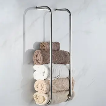 Настенная вешалка для полотенец, компактная вешалка для полотенец из нержавеющей стали, Современный настенный органайзер для ванной, принадлежностей для душа, вешалка для полотенец