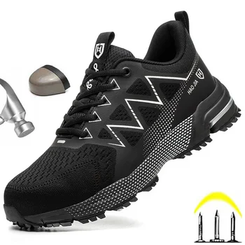 Новая рабочая защитная обувь, мужские рабочие ботинки с защитой от ударов, легкая неразрушаемая обувь, защитные кроссовки, Защитные кроссовки