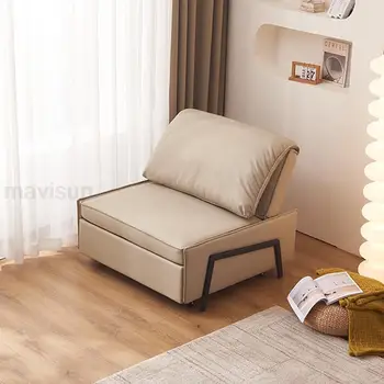 Односпальный диван для отдыха в гостиной со съемной ножной педалью, трансформируемый в кровать, Кресло-акцент для одного кресла с откидной спинкой, кожаный диван-кровать
