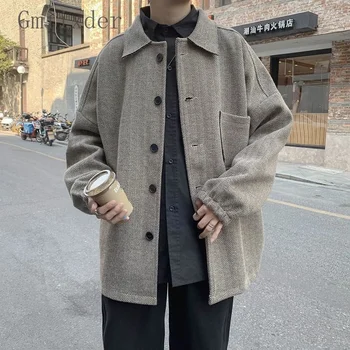 Осенне-зимний мужской блейзер с лацканами, мужская Корейская уличная одежда Kpop, повседневная куртка Bf в Гонконгском стиле, Винтажная Свободная Универсальная молодежная куртка