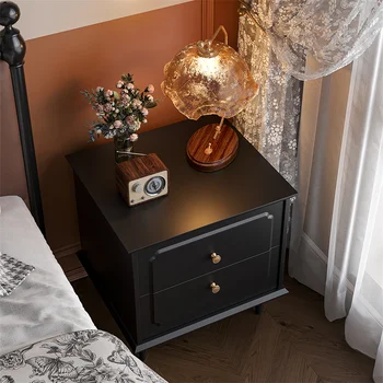 Прикроватная тумбочка Xl в стиле ретро, маленький черный прикроватный шкафчик в античном стиле, шкаф для хранения