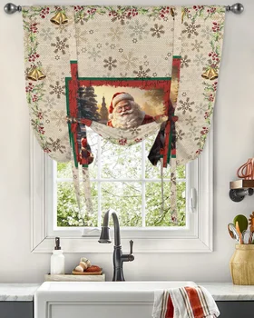 Рождественский Санта-Клаус, снежинки, занавеска для гостиной, Римская занавеска, кухонные шторы, Регулируемые шторы