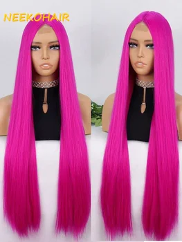 Розово-красный парик с прямыми кружевами 13x6 HD, розовый парик с прозрачными кружевами 13x4 или закрытием 4x4, предварительно выщипанные парики из человеческих волос для женщин