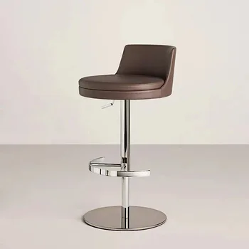 Роскошный вращающийся барный стул 8 Nordic Light, высокий стул для домашней стойки регистрации, барный стул для кафе, который можно поднимать и опускать, кожаное кресло