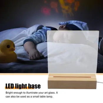 Светодиодная деревянная подставка для дисплея-Прямоугольная акриловая световая пластина, подставка для акриловой световой пластины