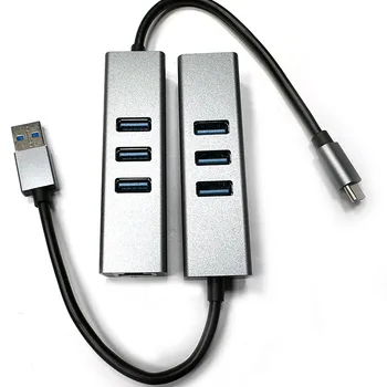 Сетевая карта с USB до 3.0 Гигабит + концентратор-разветвитель Док-станция для передачи данных Type-C Сетевая карта, подходящая для ноутбуков