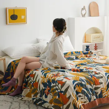 Скандинавское покрывало из 100% Хлопка, летнее прохладное стеганое одеяло, одноместные двуспальные одеяла размера king size, мягкое дышащее покрывало для дивана в стиле бохо, полотенце
