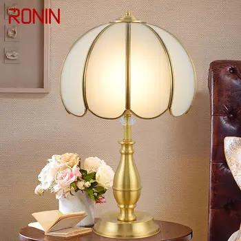 Современная медная настольная лампа RONIN Золотистый светодиодный латунный настольный светильник Креативный декор для домашней спальни