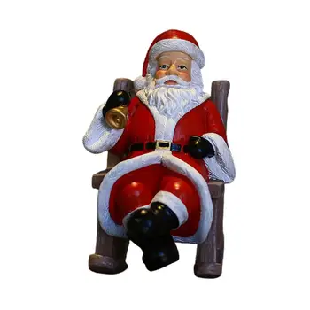 Статуя Санта-Клауса в кресле-качалке, Изысканная статуя Санта-Клауса в кресле-качалке с ручным колокольчиком, Мультяшные анимированные фигурки