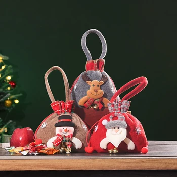 Сумки Merry Christmas Xmas Navidad Новогодний пакет для конфет и печенья Рождественский мешочек на шнурке Принадлежности для декора вечеринок