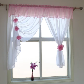 Шторы из вуали в стиле стереоскопических цветов для гостиной, прозрачная занавеска для окна в кухне и спальне